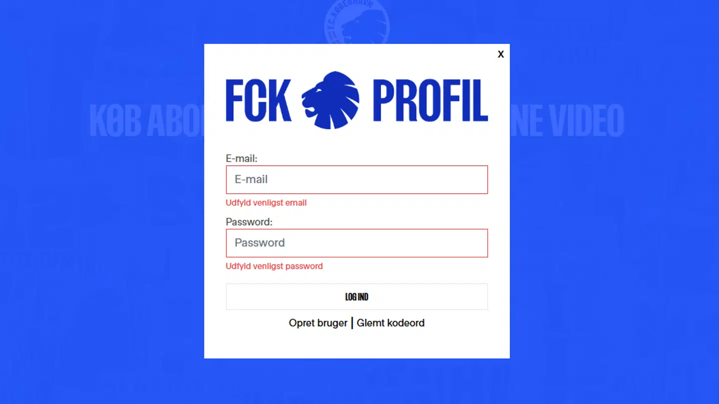 Det er ved login-funktionen, man bliver stoppet, hvis man vil se kampen mellem FCK og Malmö.