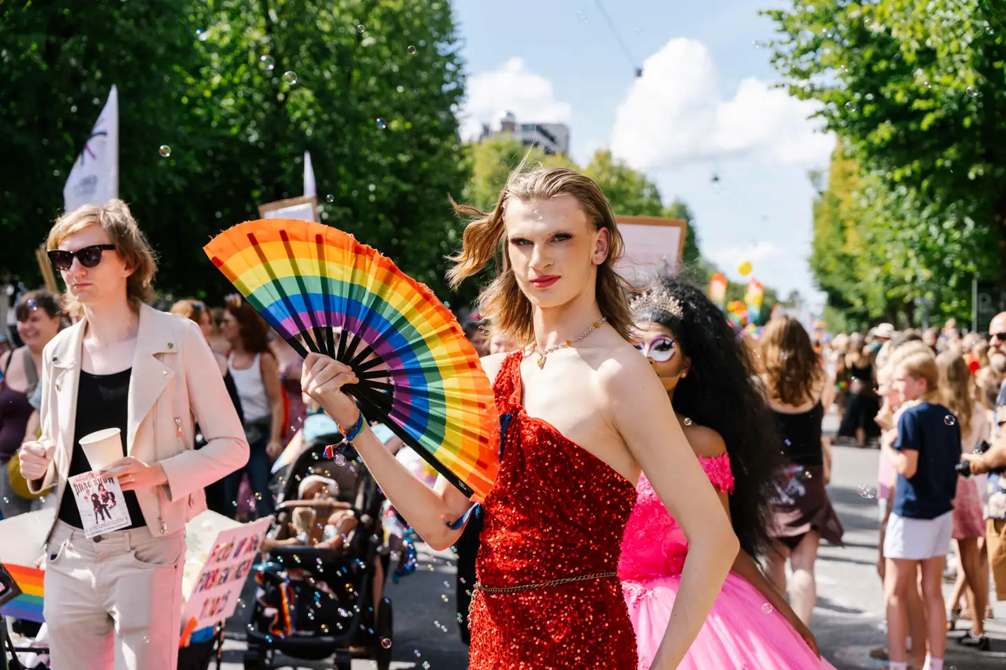 Deltagere i årets Copenhagen Pride-parade, lørdag den 16. august 2025. Foto: Emil Nicolai Helms, Scanpix.