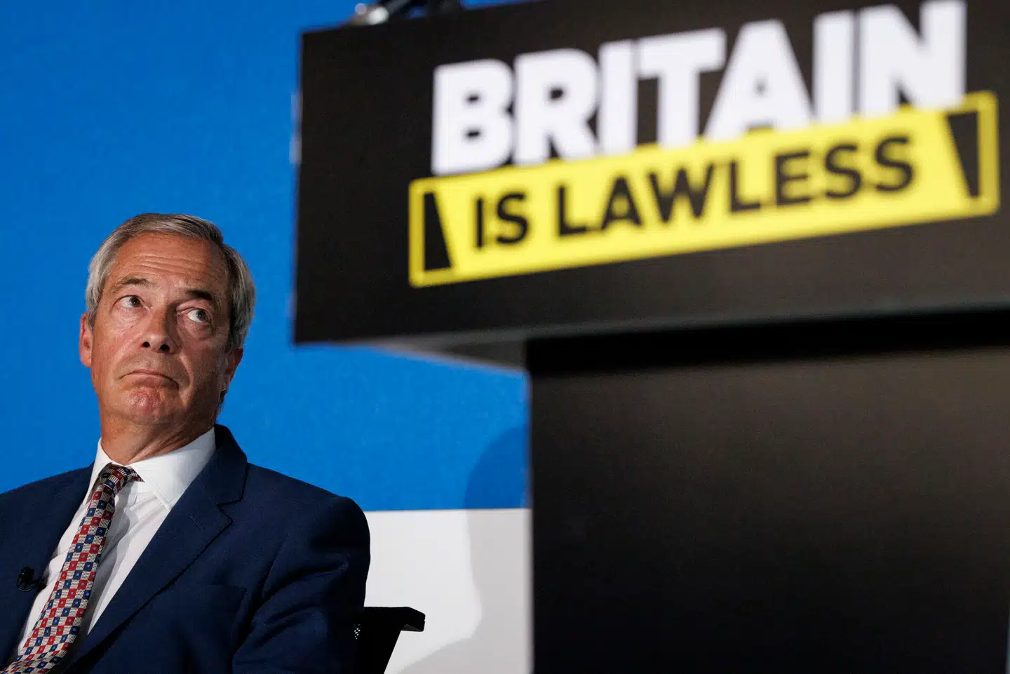 Leder af Reform UK-parti, Nigel Farage, mener, at det er udemokratisk, at hans parti ikke er repræsenteret i landets overhus. Arkivfoto: Tolga Akmen, Scanpix