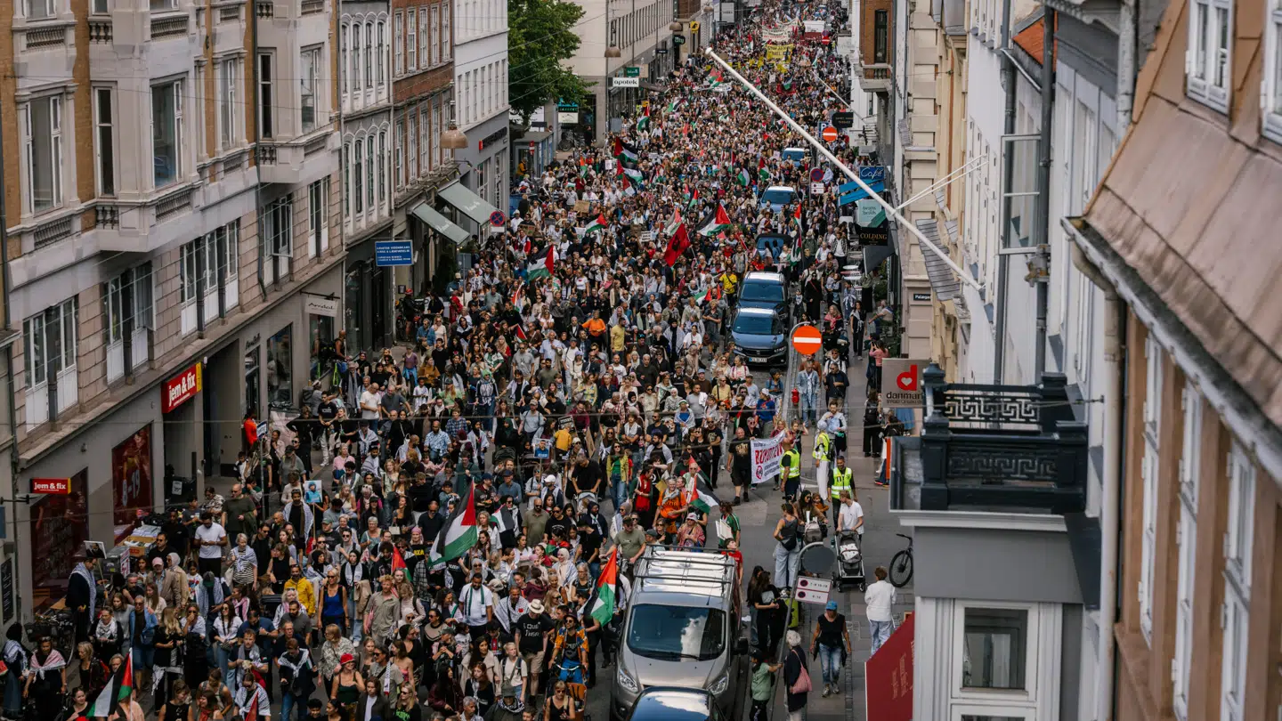 Demonstration 'Hele Danmark på gaden for et frit Palæstina' gik gennem København søndag den 24. august 2025. (Foto: Emil Nicolai Helms/Scanpix 2025)