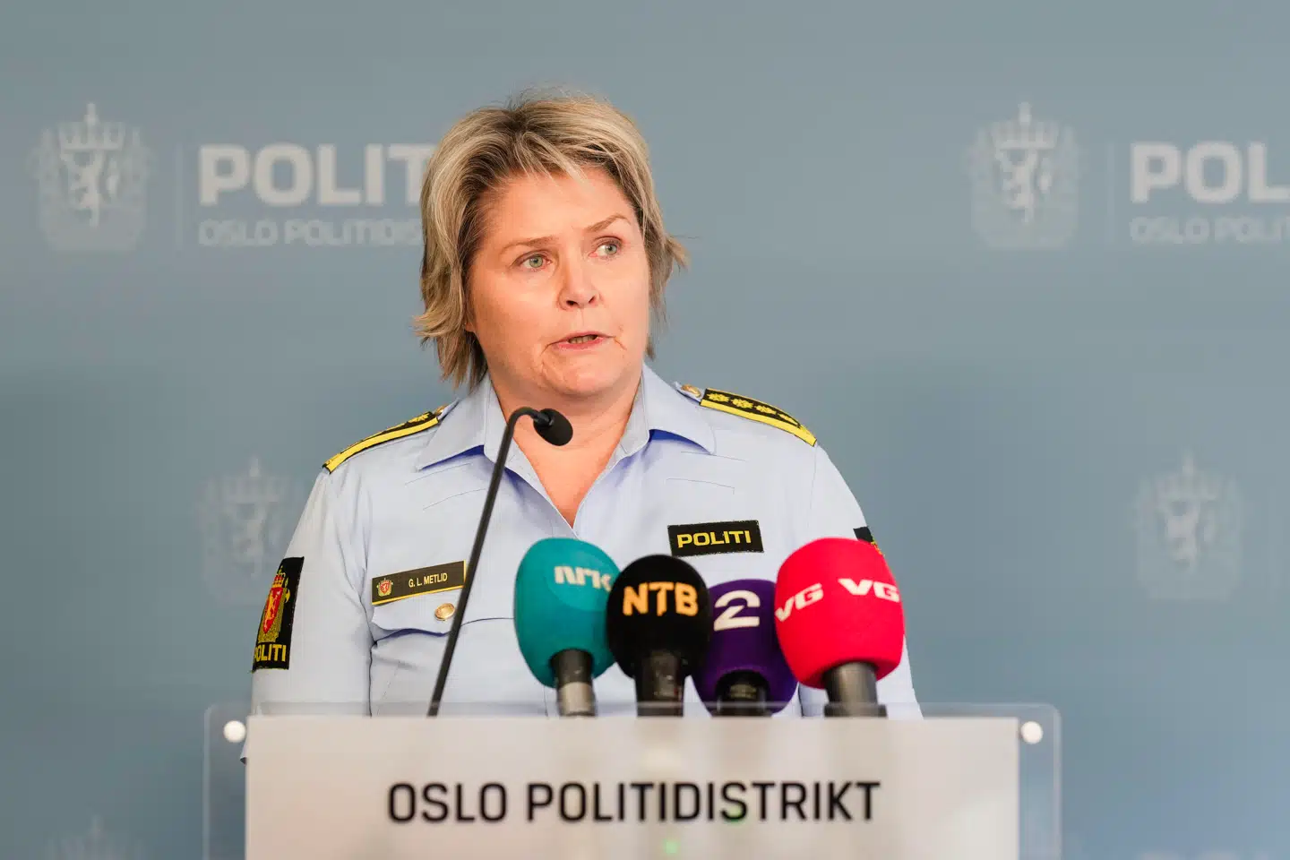 Politiinspektør Grete Lien Metlid holdt pressemøde i Oslo efter drabet natten til søndag.