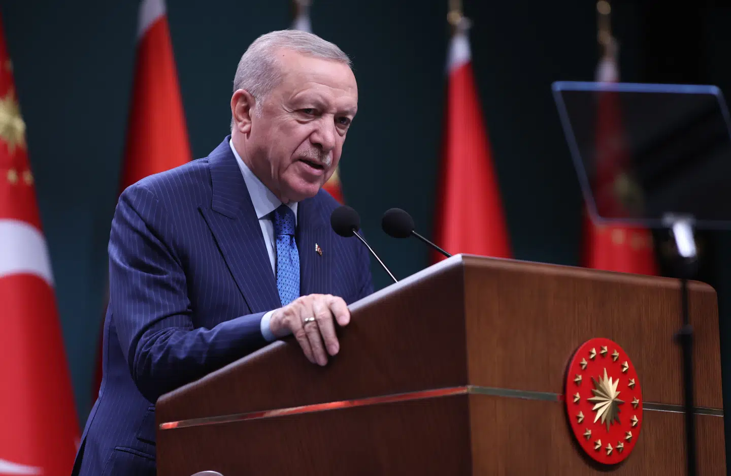 »I sit program fastholder Danmark, at demokrati, retsstatsprincippet og respekt for menneskerettighederne udgør et bærende fundament for EU. Derfor ville det være interessant at se, hvorvidt regeringen er indstillet på at fravige disse principper for at imødekomme Tyrkiet.« På billedet ses Tyrkiets præsident, Recep Tayyip Erdogan.