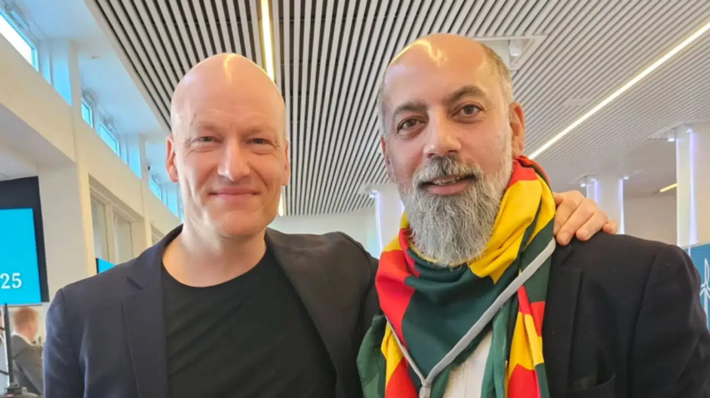 Her ses Enhedslistens politiske ordfører, Pelle Dragsted, sammen med Fatih Baran, der er partiets byrådsmedlem i Brøndby Kommune og folketingskandidat i Københavns Omegn.