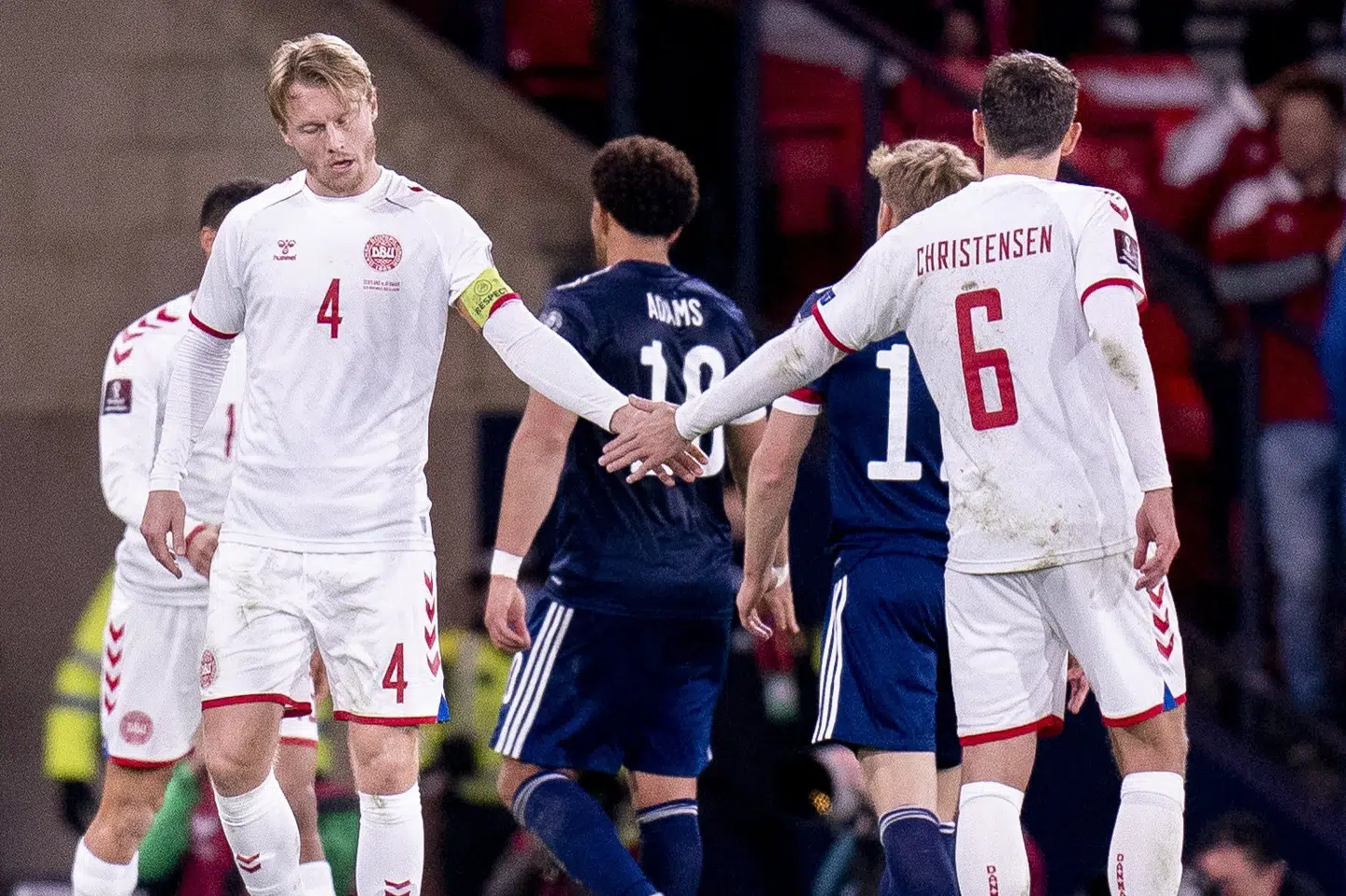 Danmark tabte 0-2 ude til Skotland i VM-kvalifikationen i 2021. På det tidspunkt havde Danmark allerede sikret VM-billetten. (Arkivfoto).