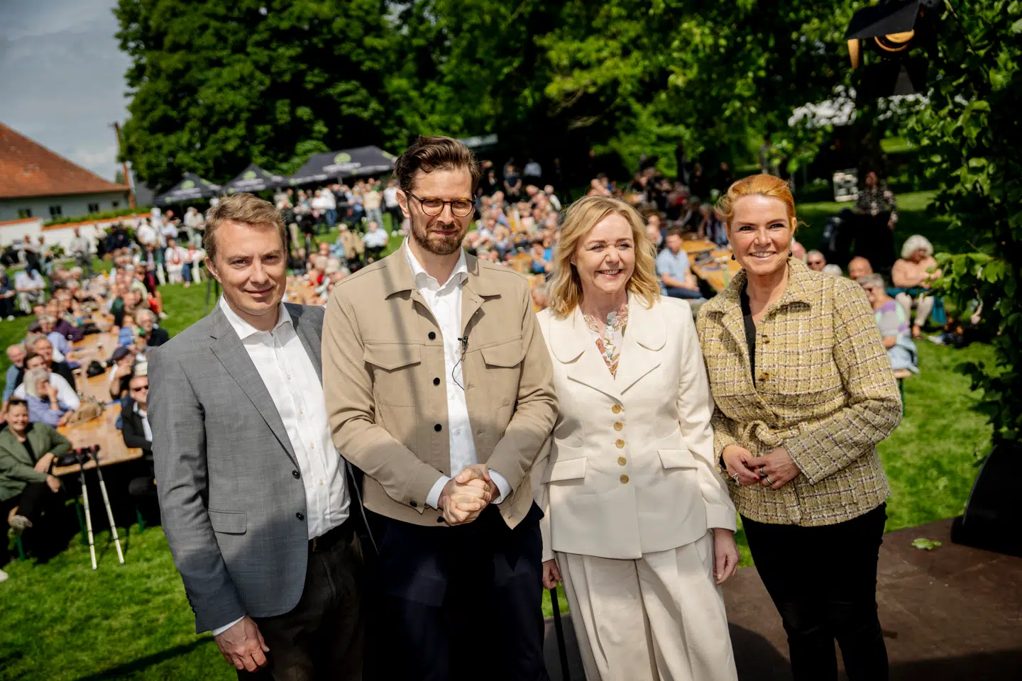 Mona Juul (KF), Morten Messerschmidt (DF), Alex Vanopslagh (LA) og Inger Støjberg (DD) holder lørdag borgerligt konvent i Fredericia.
