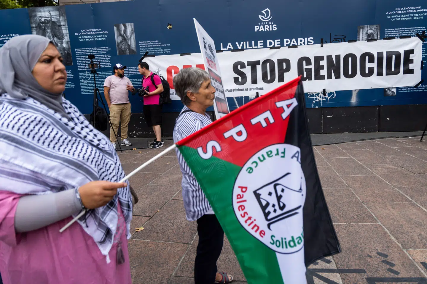 Pro-Palæstina demonstranter i Paris, Frankrig, 19 August 2025.