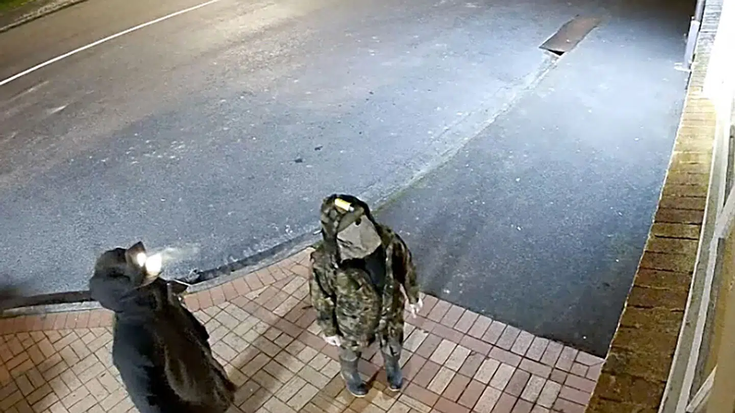 Det seneste billede af det, der formodes at være Tom Philips og et af hans børn under et indbrud.