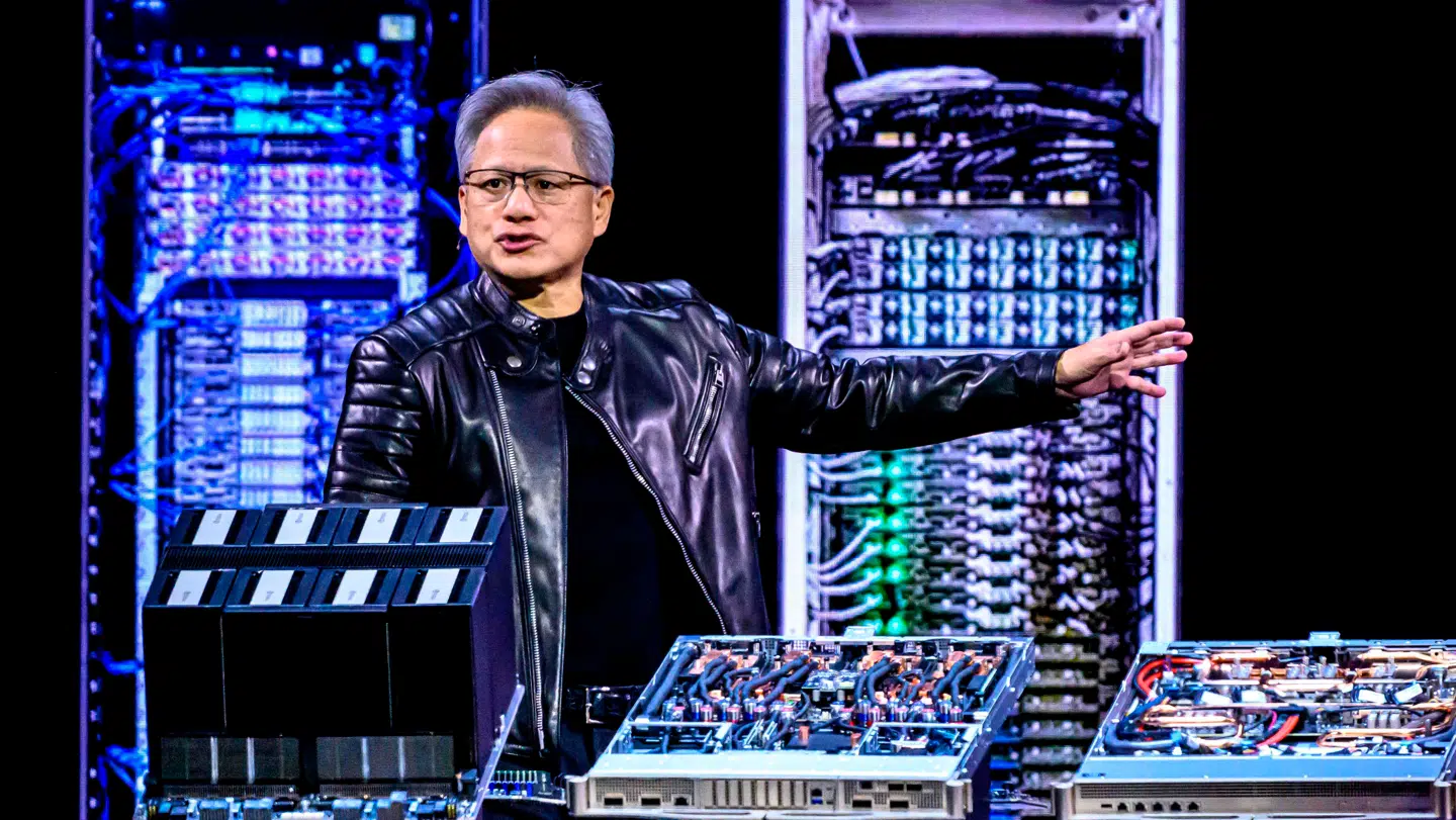 (FILES) Nvidia CEO Jensen Huang speaks about new products as he delivers the keynote address at the GTC AI Conference in San Jose, California, on March 18, 2025. Stock markets fluctuated on August 27, 2025, as investors braced for a key earnings update from AI giant Nvidia, whose robust growth has largely driven strong gains for tech stocks in recent months. (Photo by JOSH EDELSON / AFP)