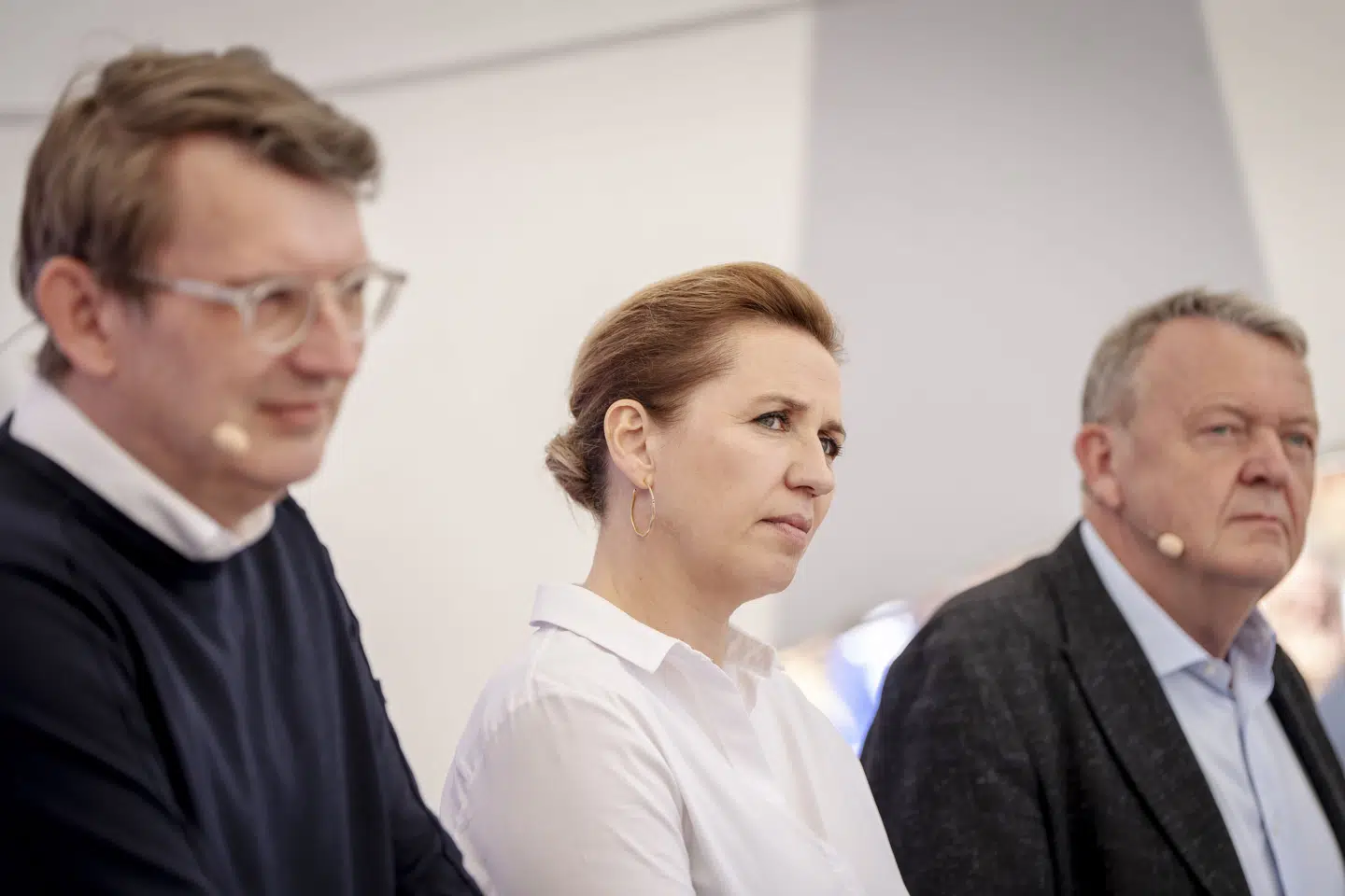 Regeringstoppen med partilederne Troels Lund Poulsen (V), Mette Frederiksen (S) og Lars Løkke Rasmussen (M) er blevet enige om at nedsætte at arbejde, så der kan laves et system, der kan differentiere moms. (Arkivfoto).