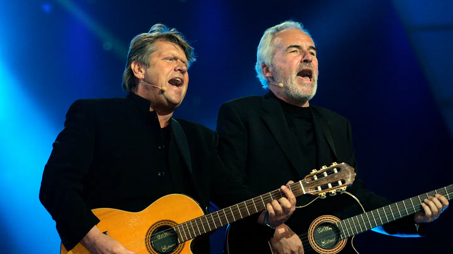 Det var i 2000 Brødrene Olsen vandt Eurovision Song Contest med den engelske udgave af 'Smuk som et stjerneskud' - storhittet 'Fly on the Wings of Love'. Her optræder de i 2017.