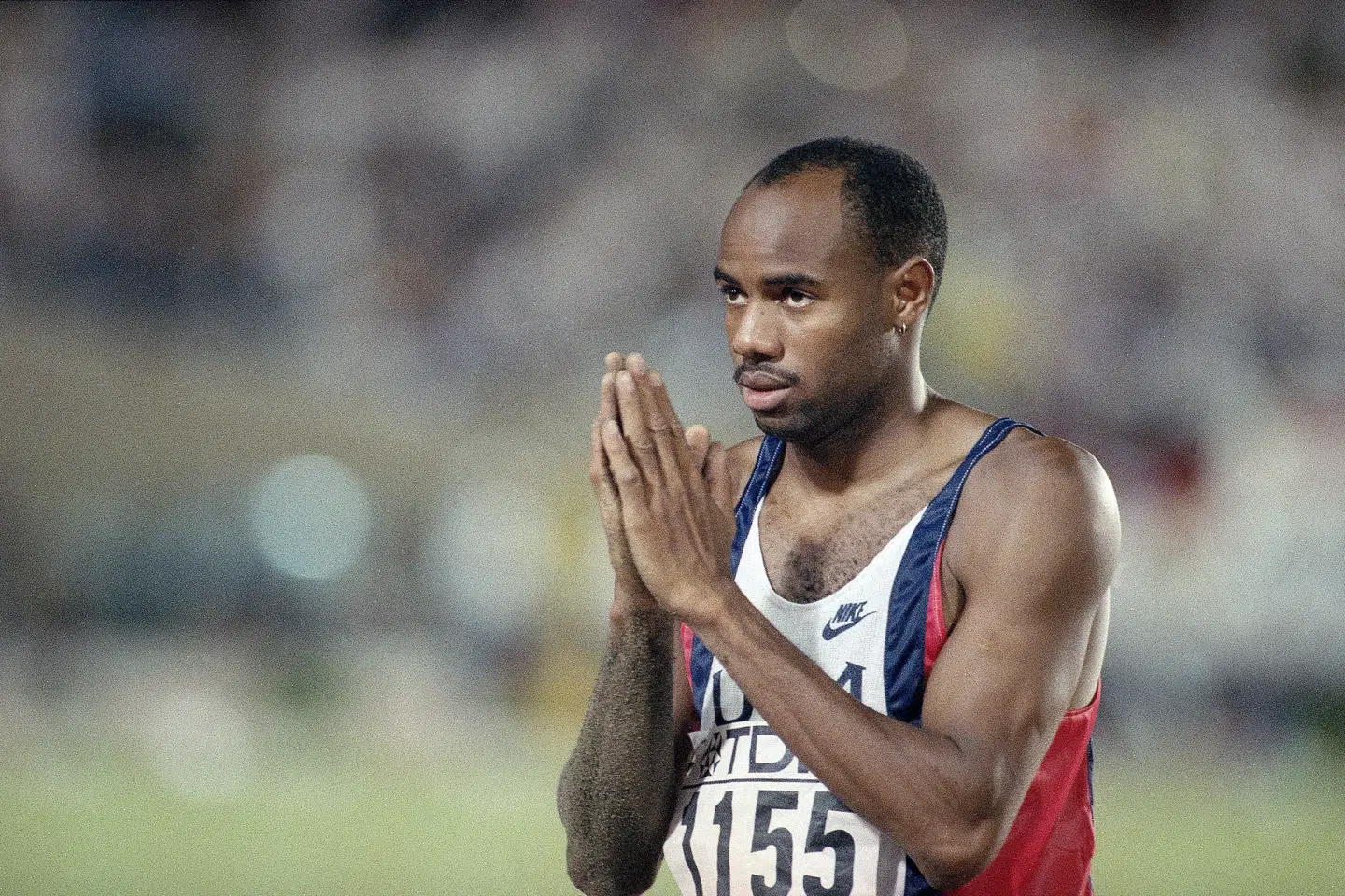 Mike Powell i 1991 under VM-finalen i længdespring i Tokyo, hvor han satte en verdensrekord, der stadig står i dag. (Arkivfoto).