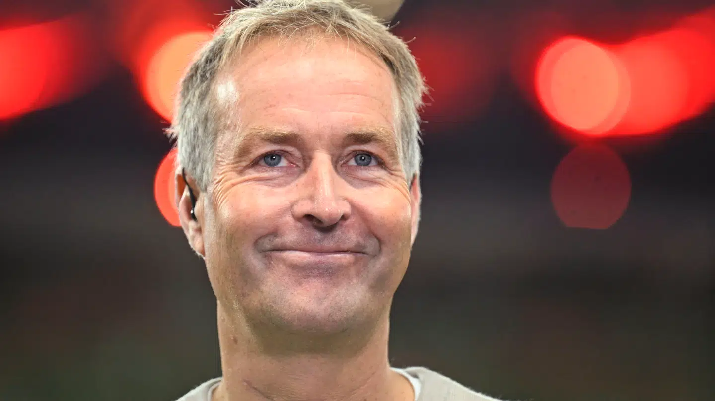 Kasper Hjulmand under sin første kamp som cheftræner for Bayer Leverkusen.