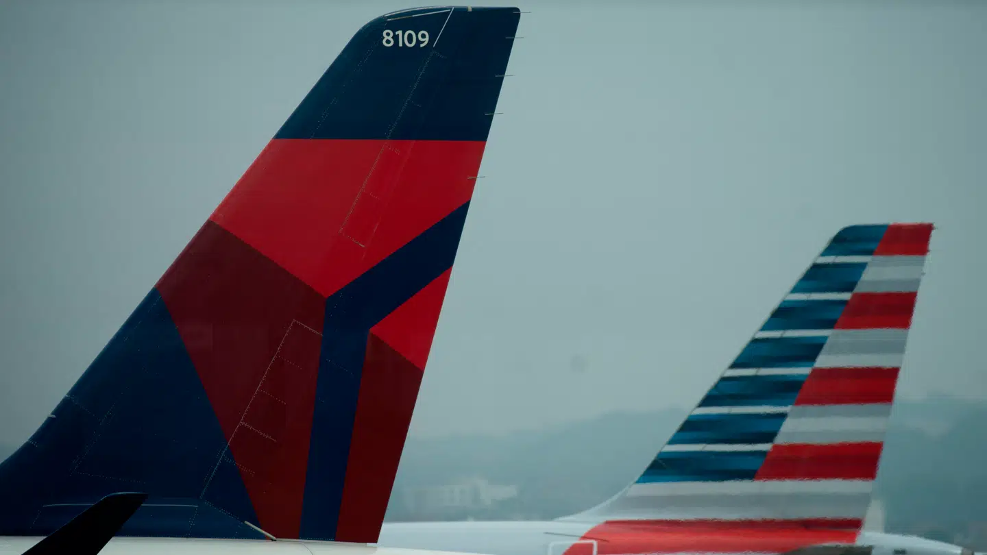 Her ses fly fra Delta Air Lines (tv.) og American Airlines.