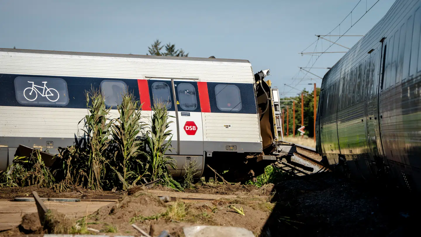 (Arkiv) Et billede fra togulykken i midten af august på samme strækning.