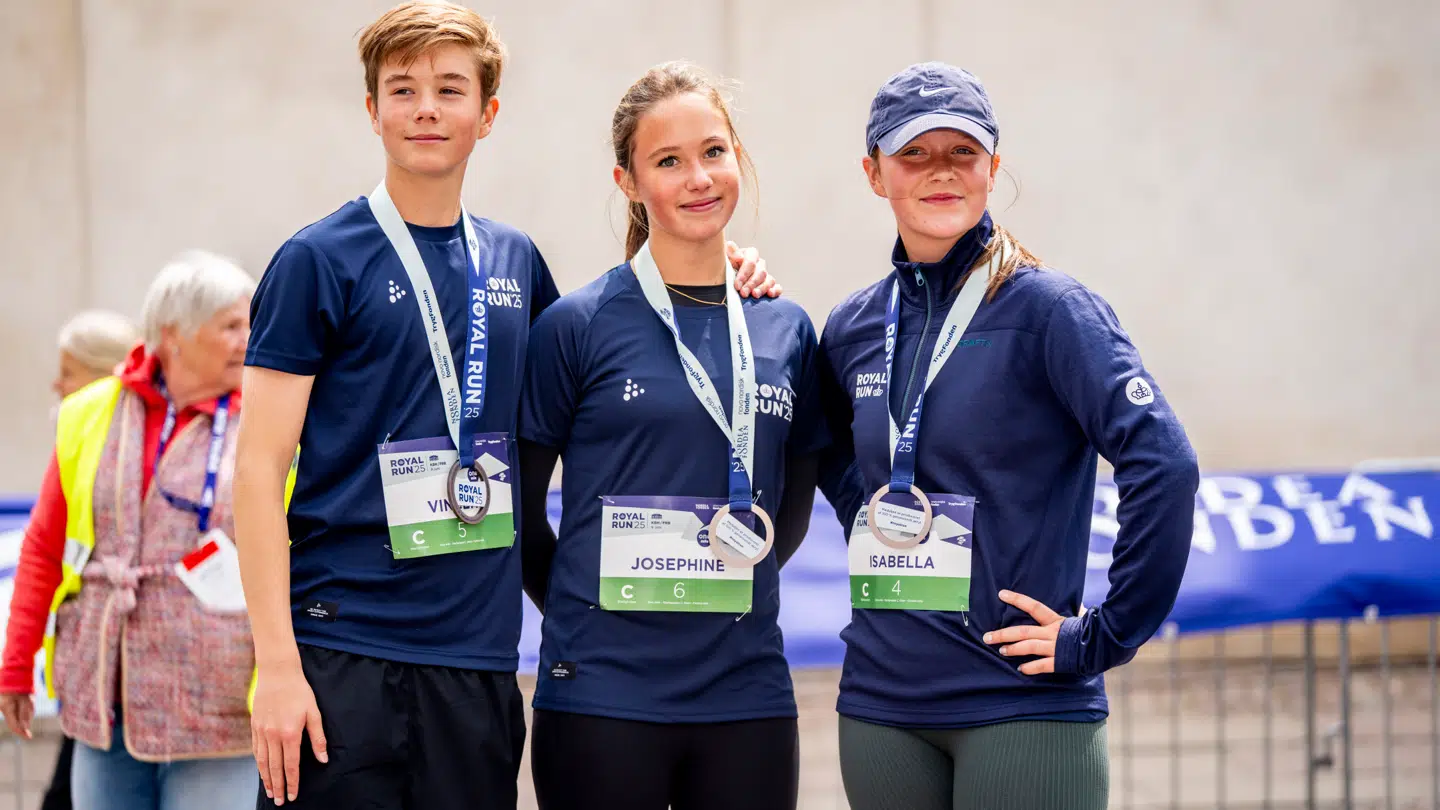 Prins Vincent, prinsesse Josephine og prinsesse Isabella under Royal Run i 2025.