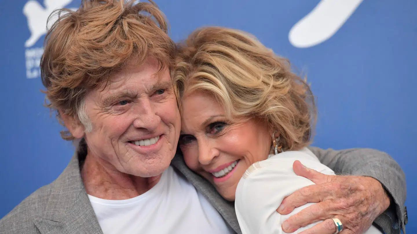 Jane Fonda og Robert Redford fotograferet sammen i 2017, da de netop havde spillet sammen i deres sidste fælles filmprojekt. (Arkivfoto)