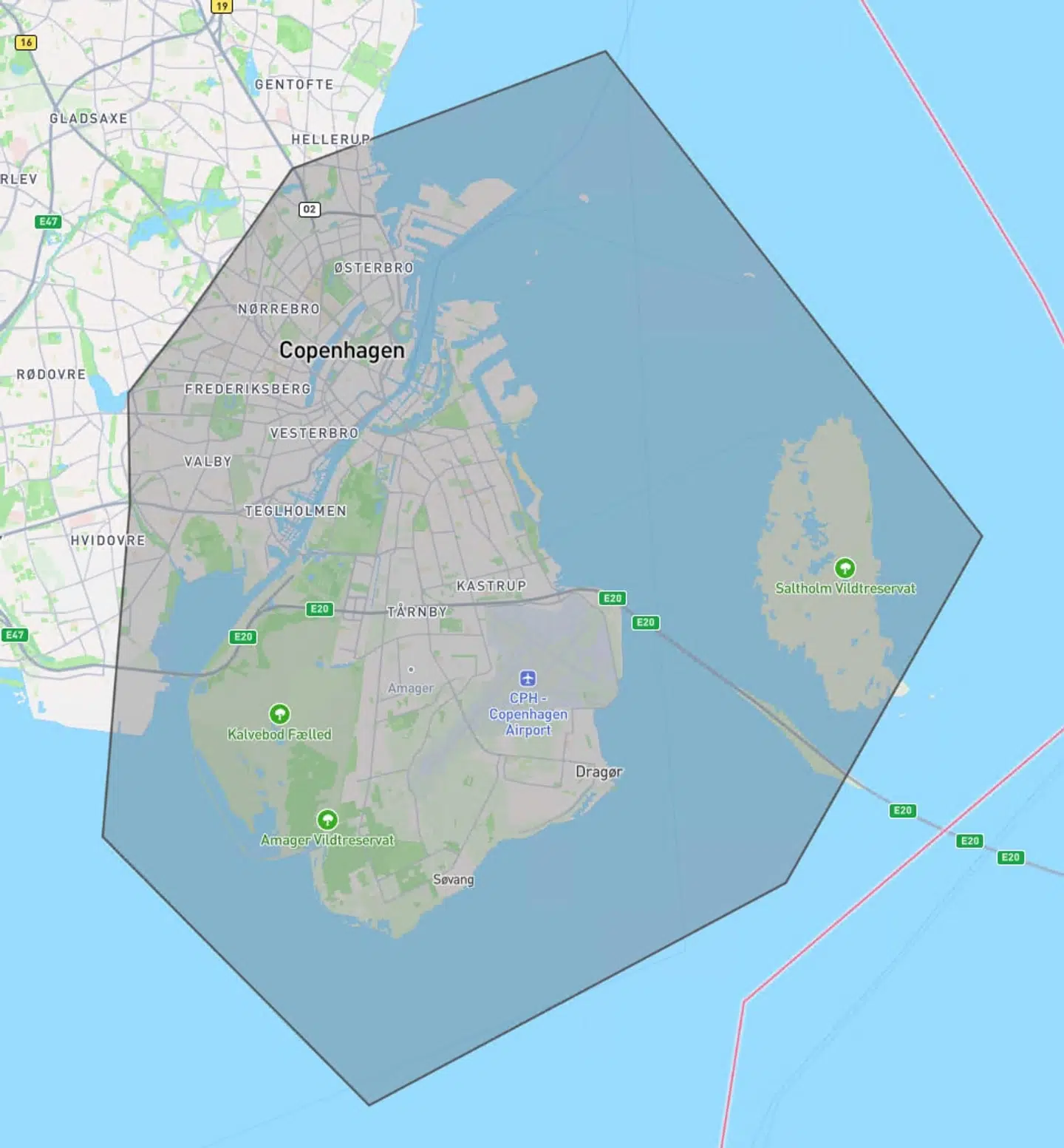 Det er i dette område, at politiet indfører forbud under topmødet.