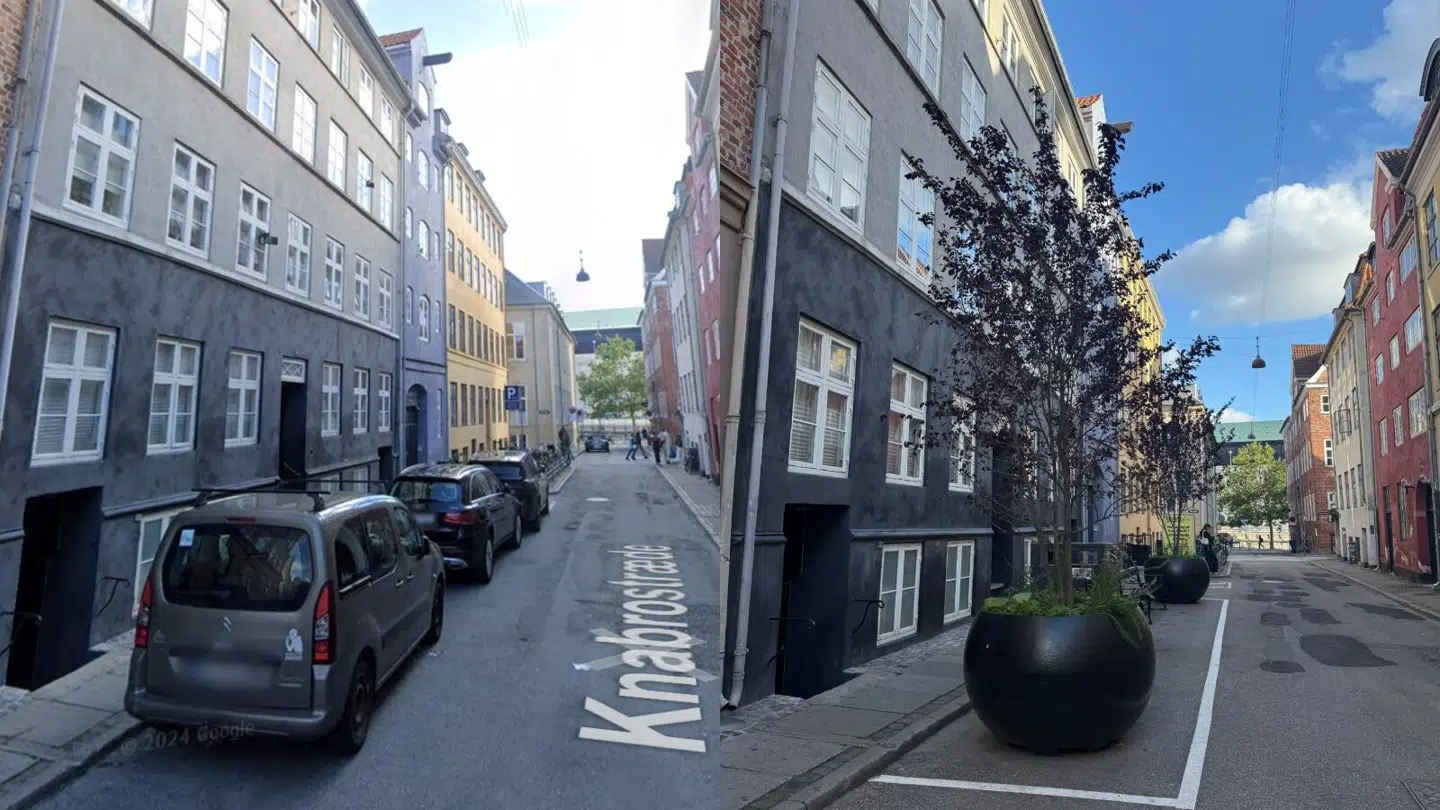 På Knabrostræde har forvaltningen erstattet p-pladser med byrumsinventar.