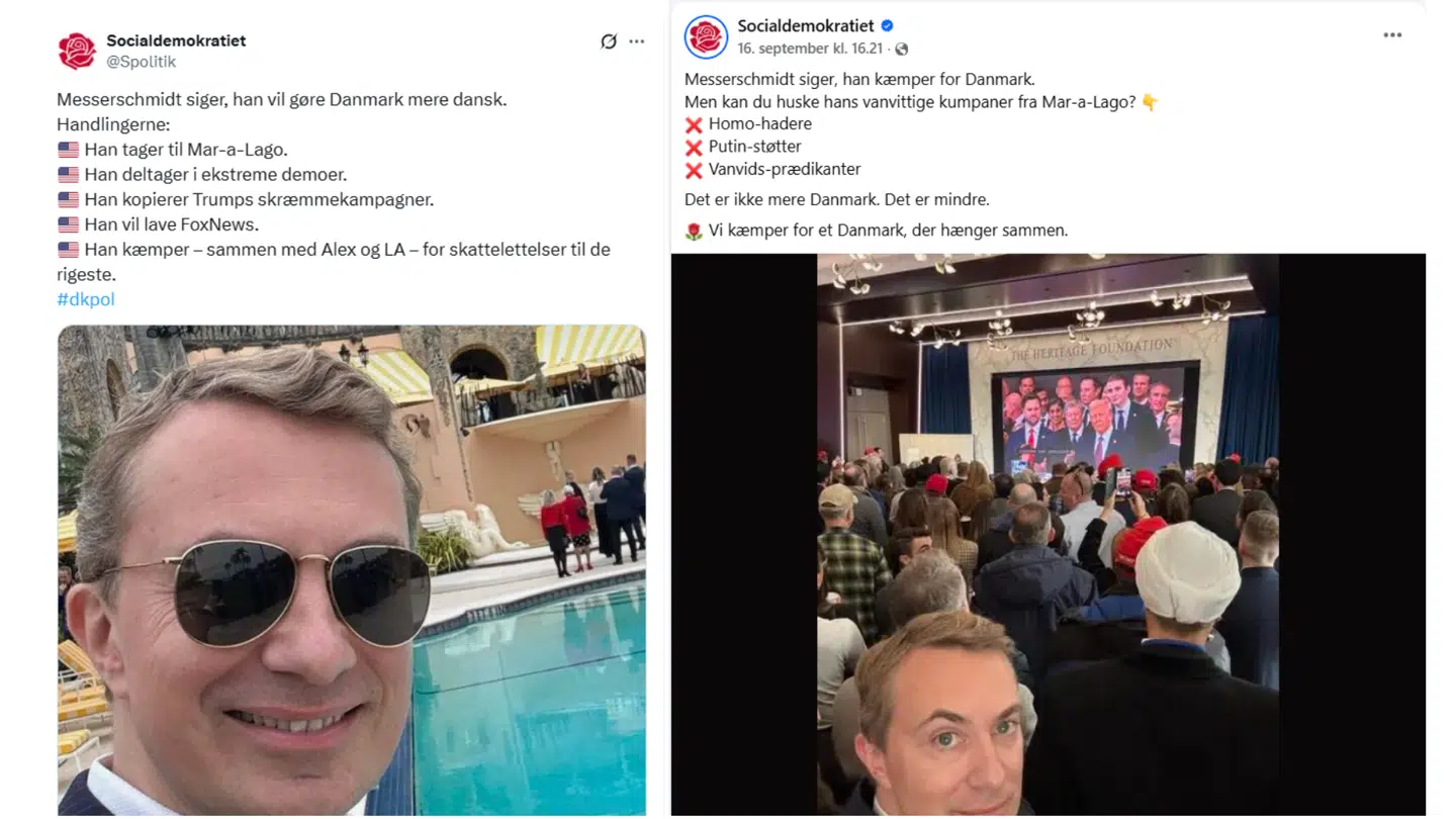 To opslag fra Socialdemokratiets sociale medier