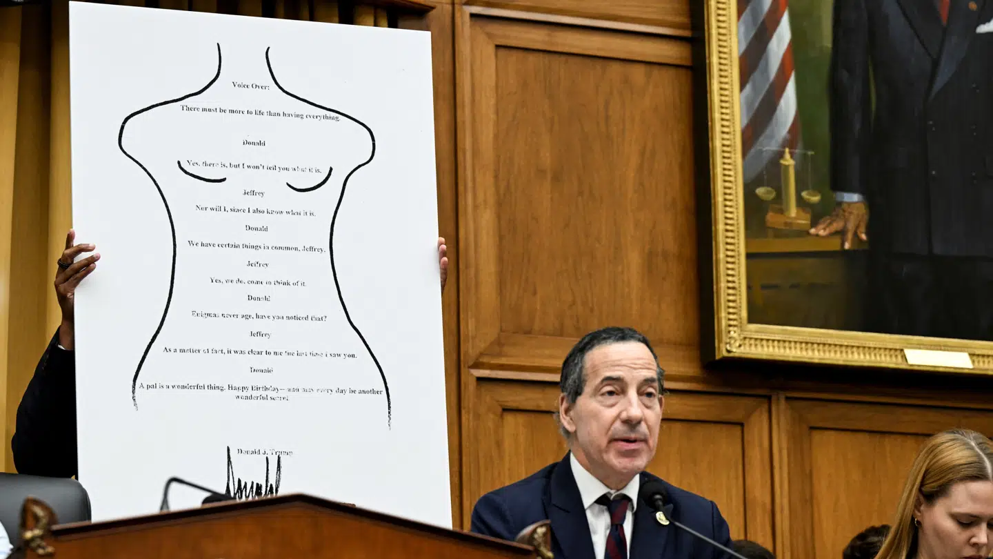 Sådan ser det fødselsdagskort ud, som Donald Trump angiveligt skulle have sendt til Epsteins 50 års fødselsdag. (Arkivfoto)