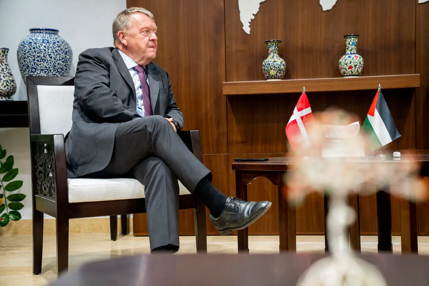 Udenrigsminister Lars Løkke Rasmussen på besøg i Ramallah på Vestbredden i begyndelsen af september. Foto: Ida Marie Odgaard, Scanpix