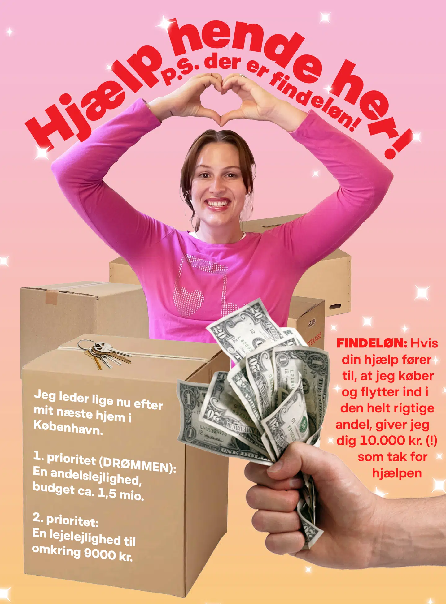 Selv hvis en ven hjælper hende, må de gerne få pengene, hvis de har lyst, fortæller Sif Reese.