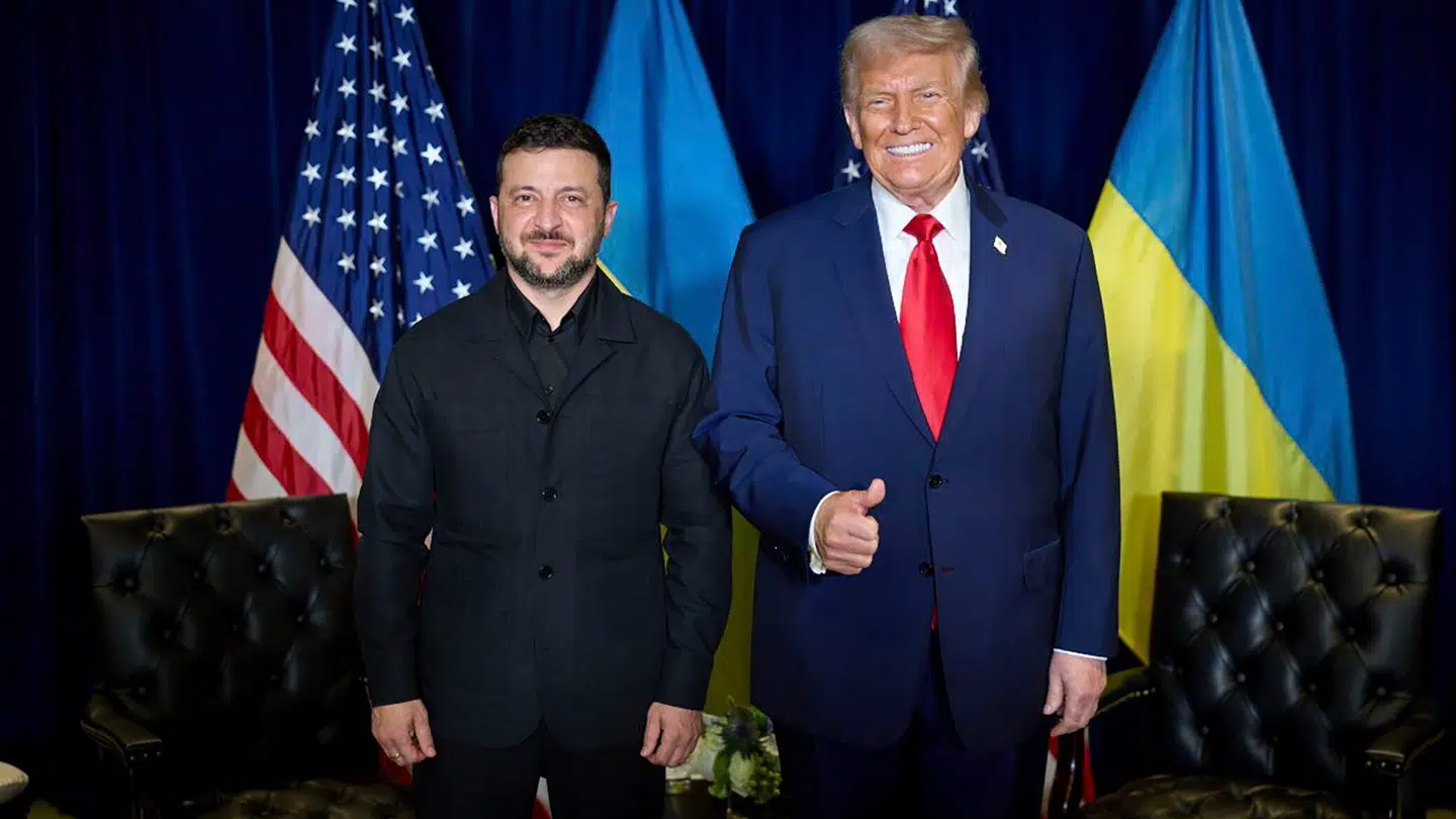 Volodymyr Zelenskyj og Donald Trump fotograferet i forbindelse med mødet i FNs Generalforsamling i New York.