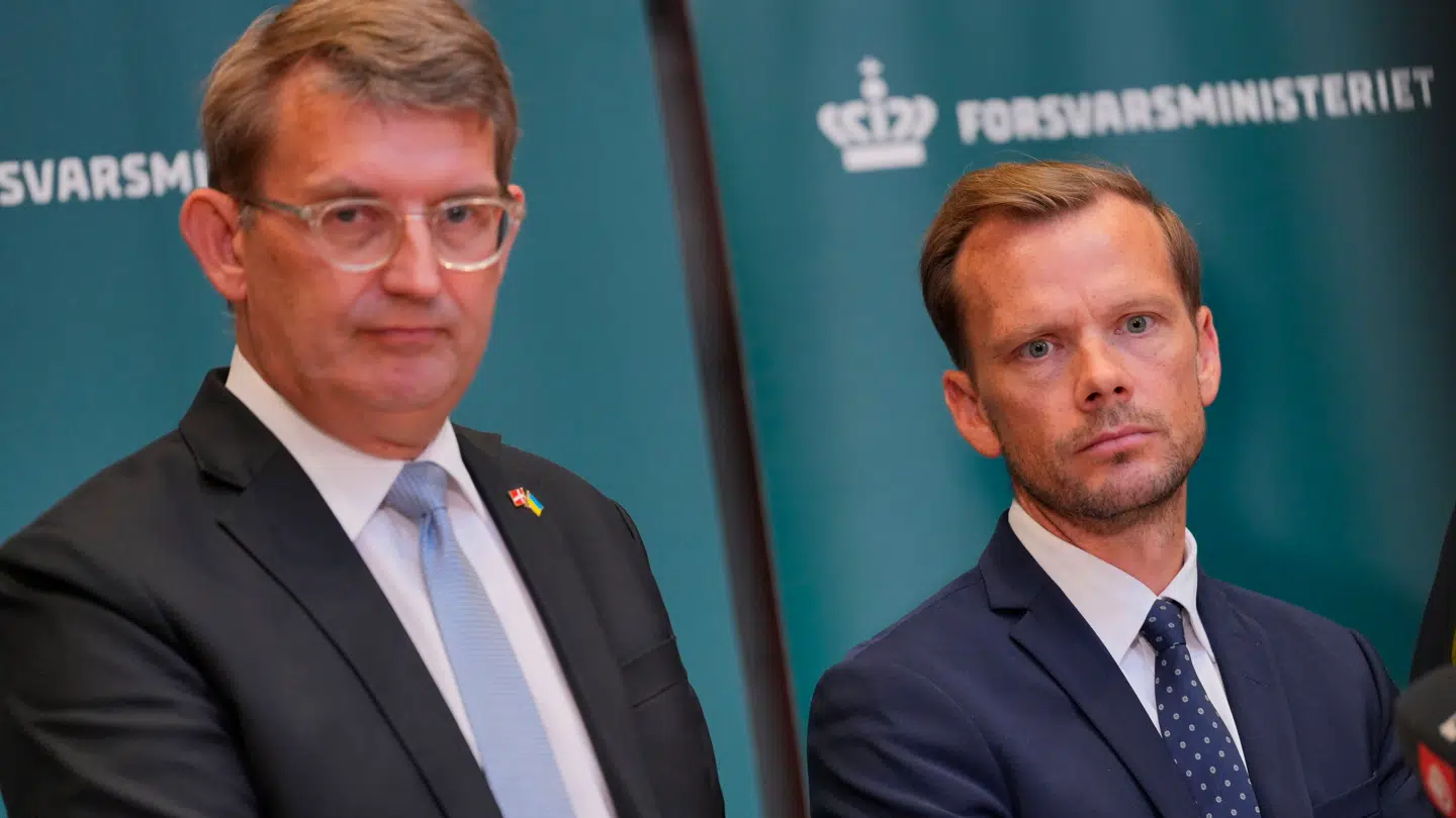 Troels Lund Poulsen og Peter Hummelgaard holdt pressemøde i Forsvarsministeriet torsdag morgen.