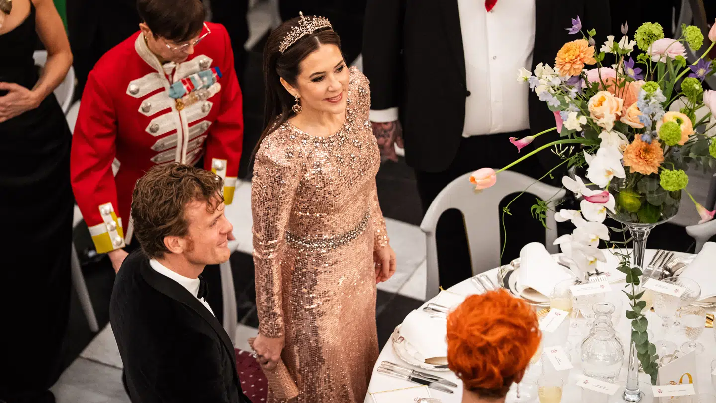 Dronning Mary til kongeparrets aftenselskab for kunst og kultur på Christiansborg Slot i København, fredag den 28. februar 2025.. (Foto: Emil Nicolai Helms/Ritzau Scanpix)
