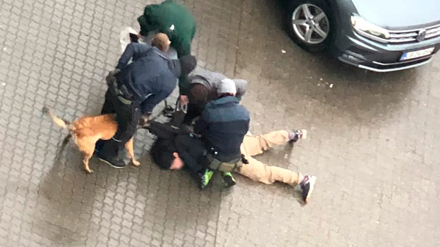 Ved anholdelsen af den nu dømte terrorist blev han både bidt af en politihund og fundet i besiddelse af en ulovlig foldekniv.