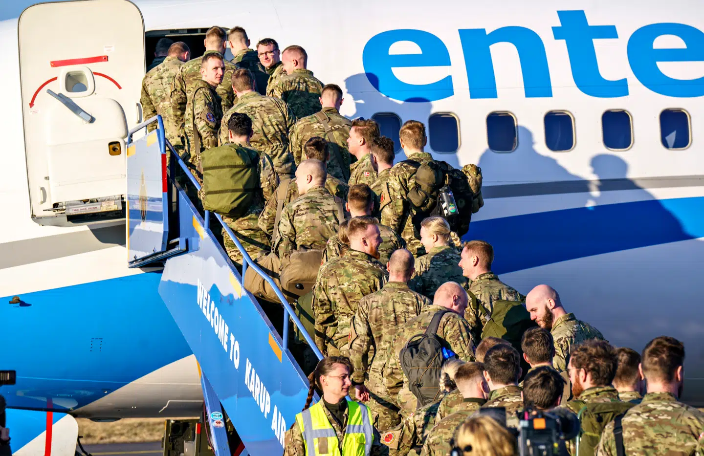 Danske soldater, der skulle udstationeres i Estland, blev sendt afsted fra Flyvestation Karup i 2022.