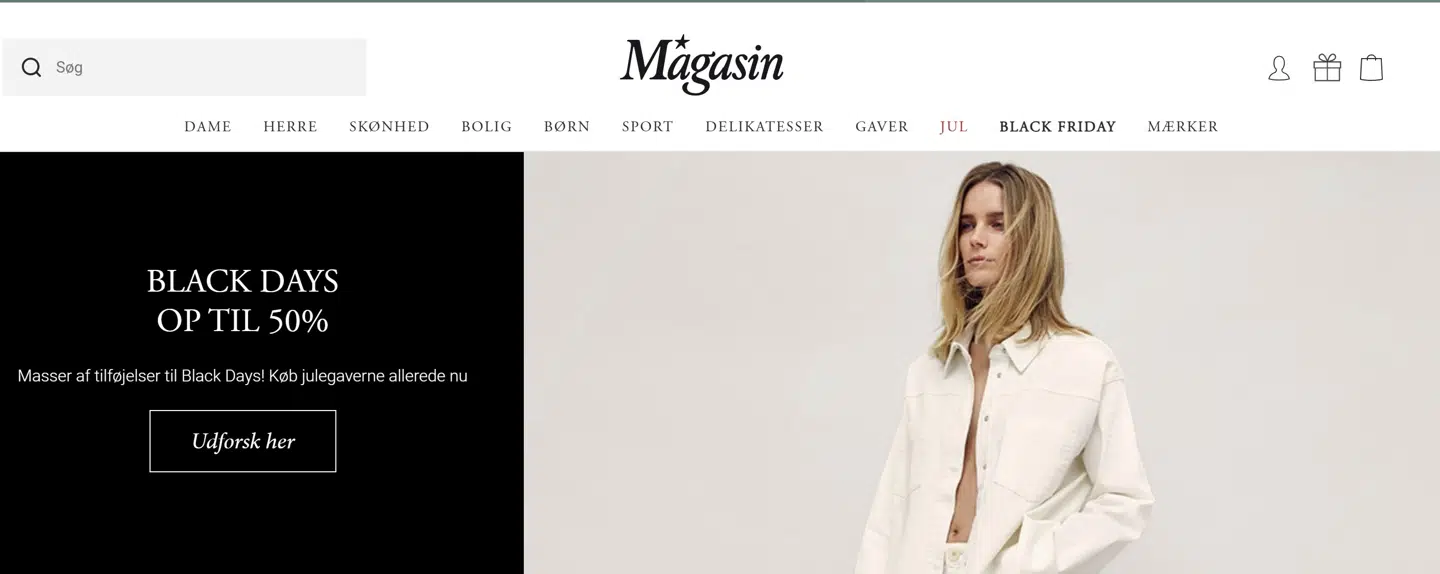 Magasin.dk i 2024 under black week (ugen før Black Friday)