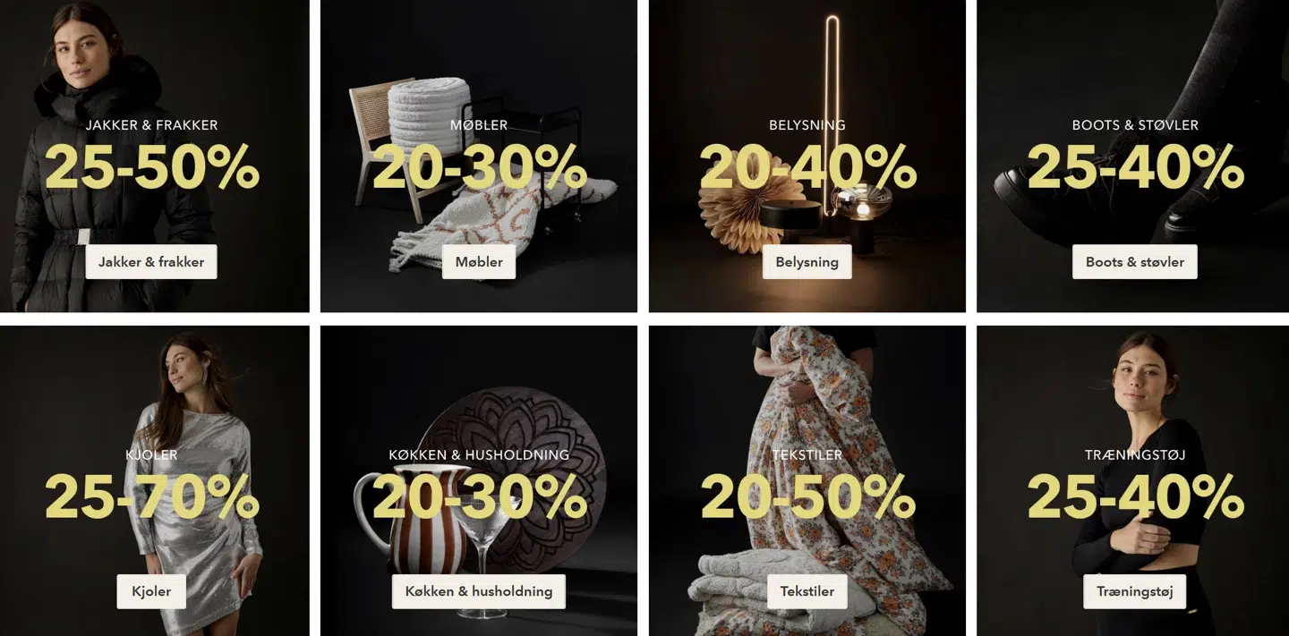 En anden svensk butik, der altid har rigtig gode tilbud på hus, hjem, tøj og meget andet, er Ellos. Dette er virkelig en skjult perle, du bør opsøge i november.