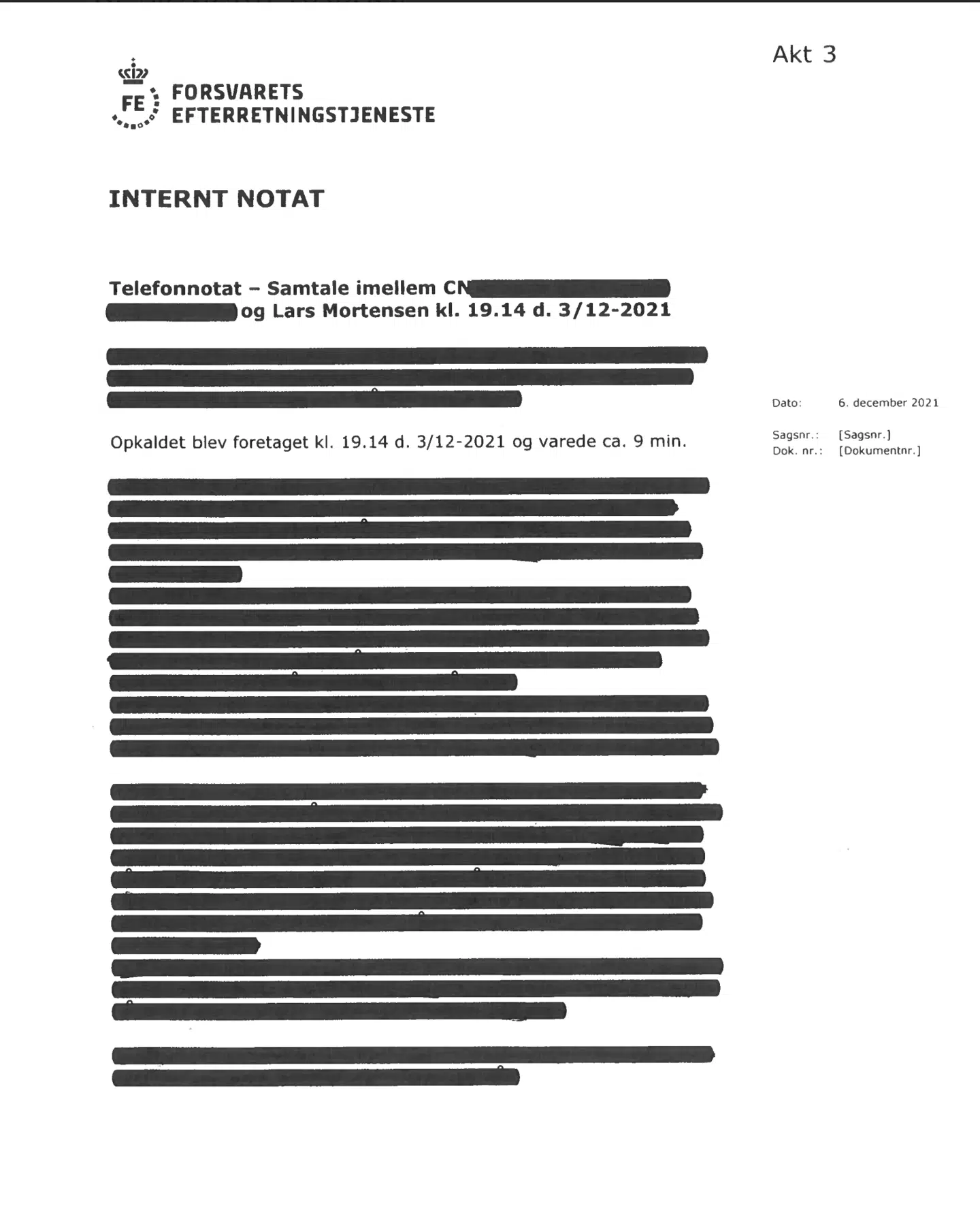 Forsvarets Efterretningstjenestes ledelse så helst, at offentligheden ikke skulle have kendskab til noget indhold fra det omtalte notat fra Center for Cybersikkerhed.