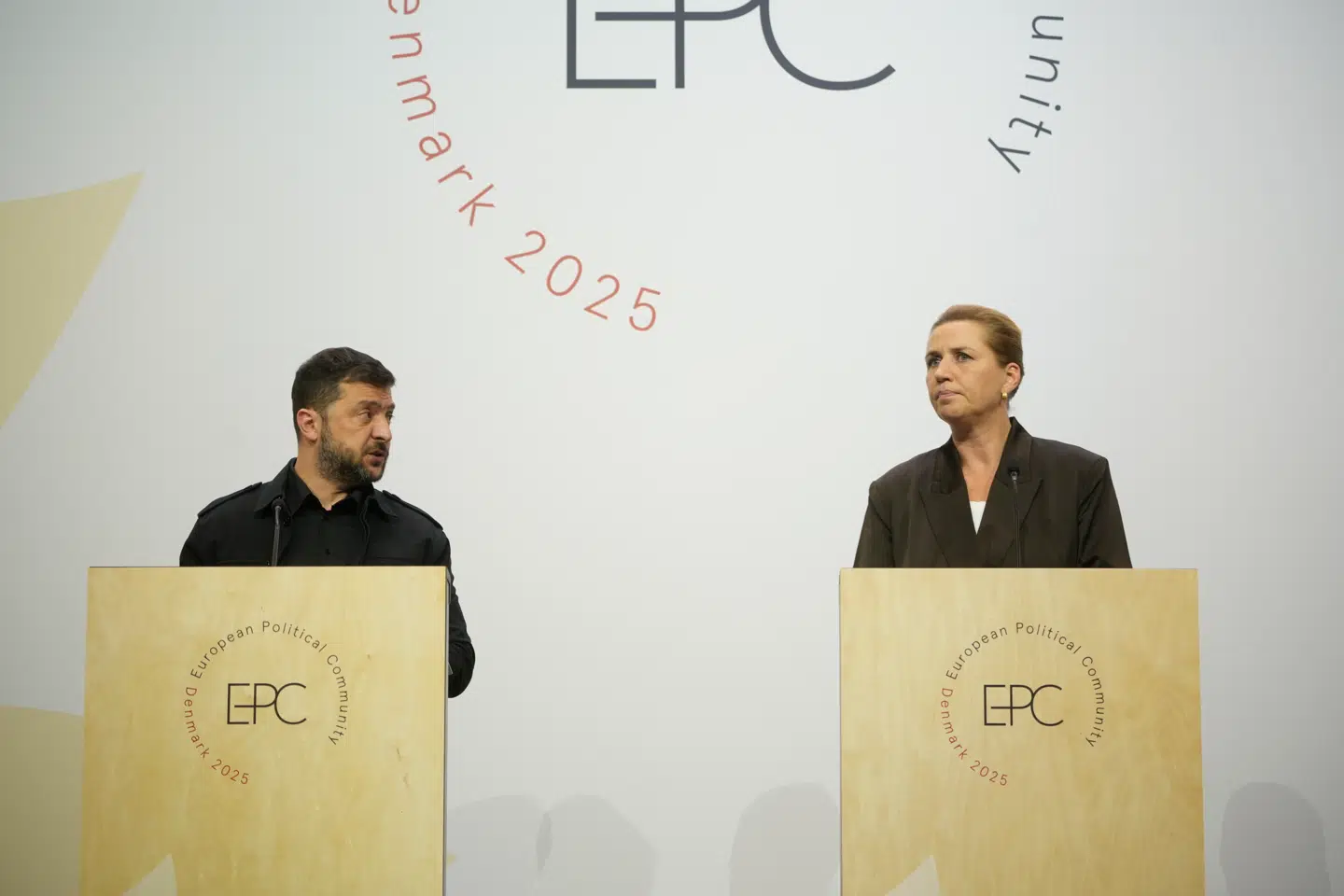 Volodymyr Zelenskyj og Mette Frederiksen EU-topmøde i Bella Center.