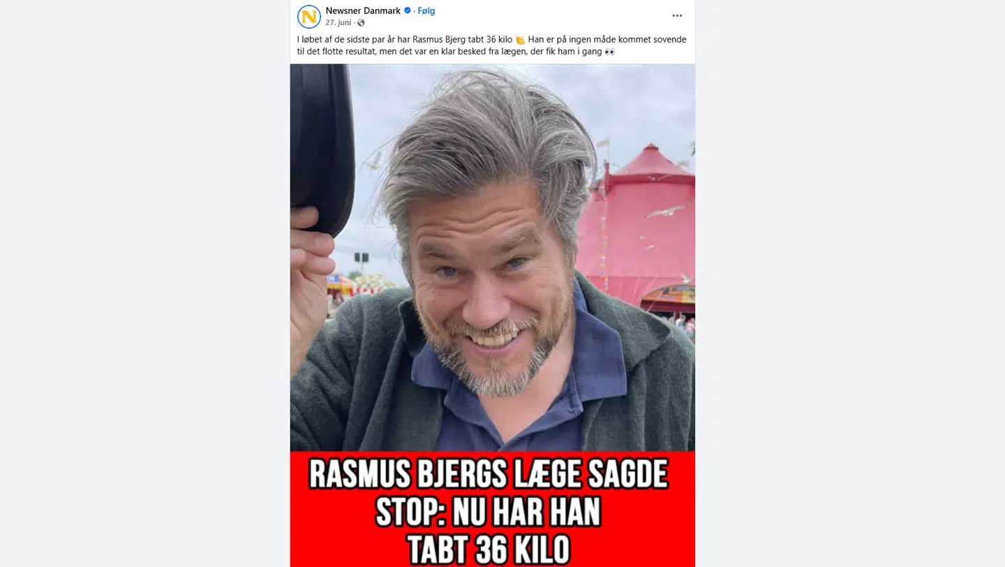 Sådan ser en af de falske artikler ud på Facebook.