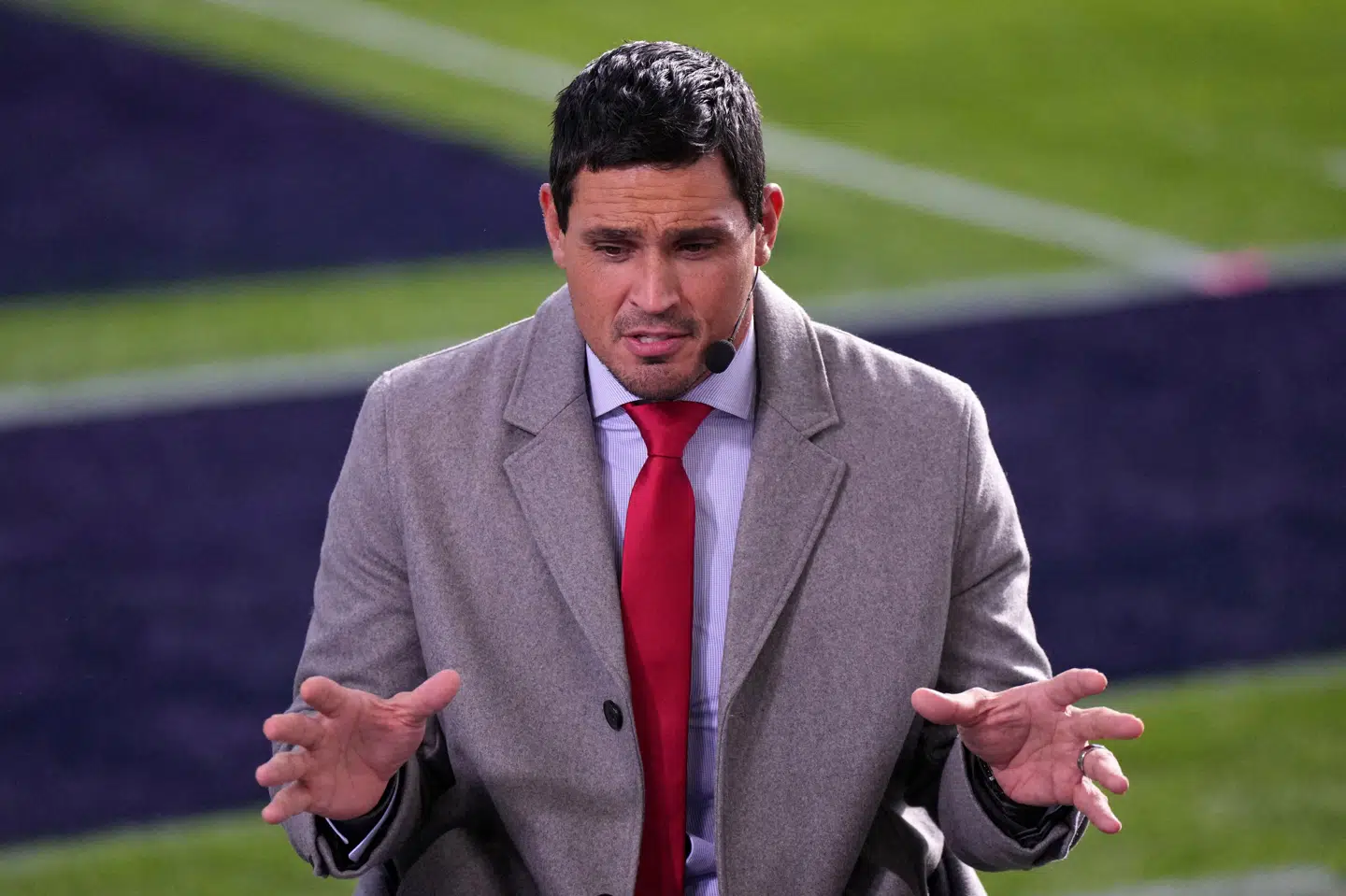 Mark Sanchez arbejder i dag som ekspert hos Fox News. Han er dog ikke med i søndagens dækning af opgøret mellem Indianapolis Colts og Las Vegas Raiders. (Arkivfoto).