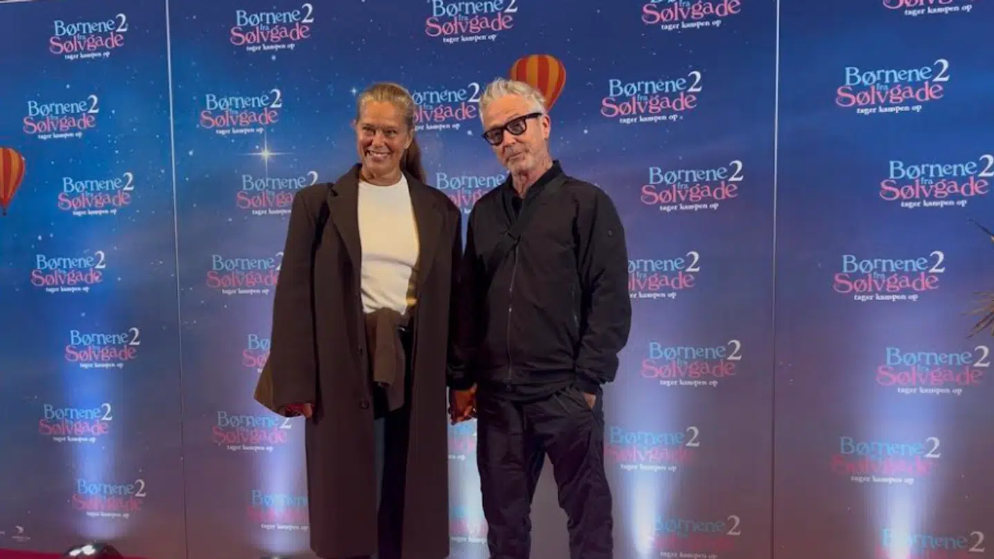 Ægteparret ved premieren af 'Børnene fra Sølvgade tager kampen op'.