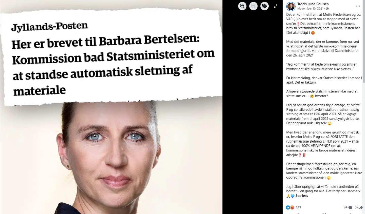 I en række hidsige opslag på Facebook kritiserede Troels Lund Poulsen SMS-sagen i 2021. I dag er han tavs, selv om han som minister er øverste chef for Forsvarets Efterretningstjeneste, som er omdrejningspunktet i den nye afsløring.