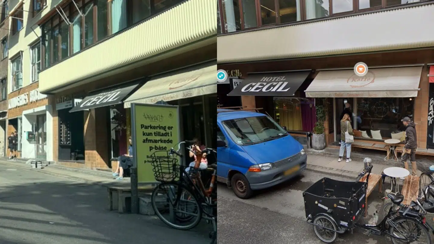 'Tak for Kaffe' på Niels Hemmingsens Gade en sidegade til Strøget er truet af nedlagte p-pladser.