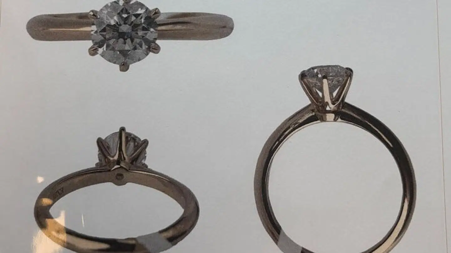 Denne ring til 119.000 kroner er blevet stjålet fra en guldsmed. Ifølge forhandleren findes der kun én af den pågældende model i Danmark.
