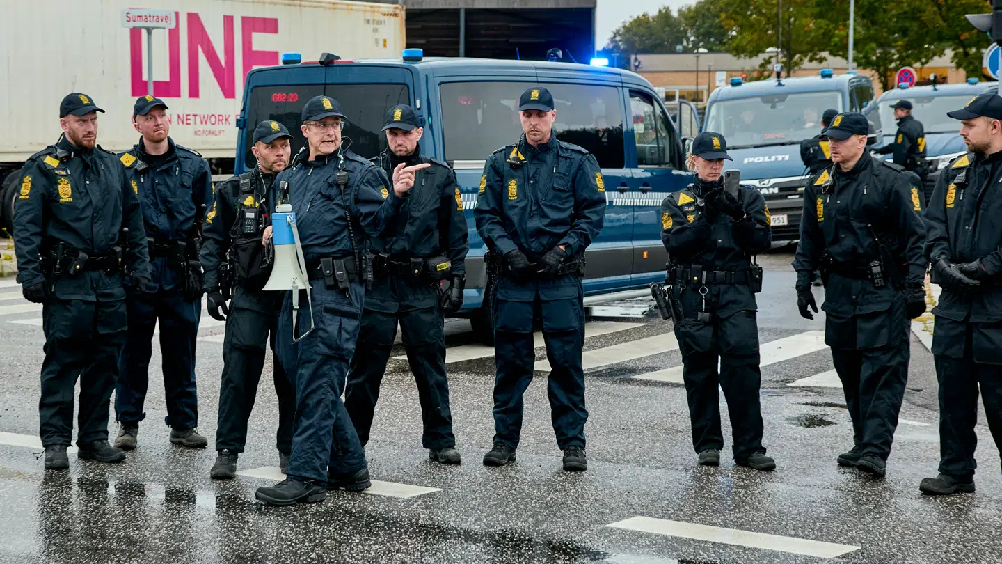Tidligere på dagen blokerede demonstranterne vejen ved havnen i Aarhus.