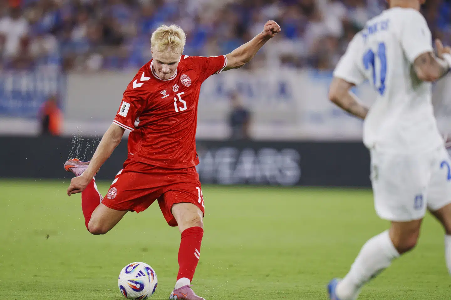 Victor Froholdt var over det hele, da Danmark vandt 3-0 i Grækenland i september. (Arkivfoto).
