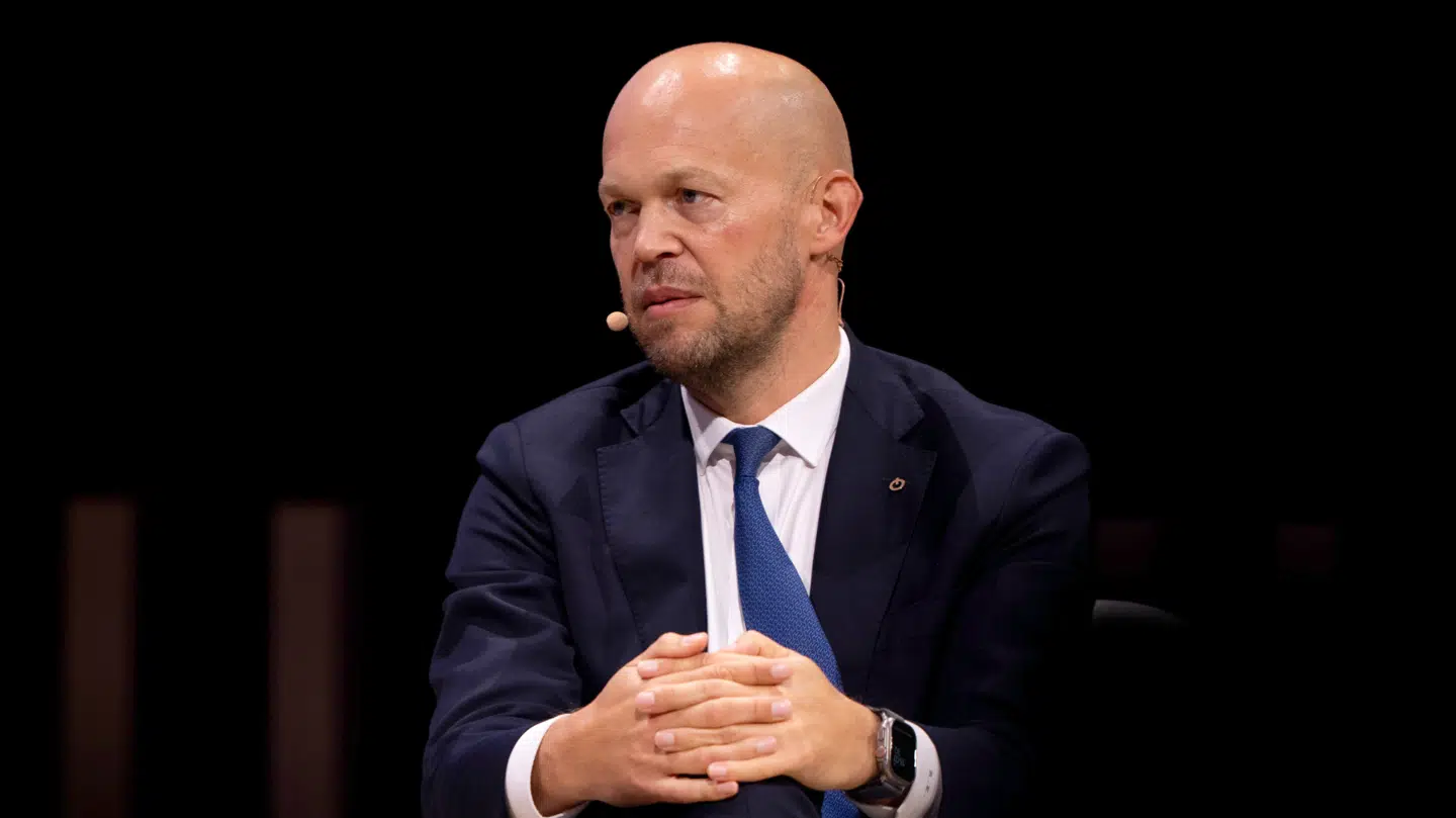 Rasmus Errboe, CEO, Ørsted i samtale med Natasja Crone ved DI Topmødet 2025 i Jyske Bank Boxen i Herning, tirsdag den 30. september 2025.. (Foto: Bo Amstrup/Ritzau Scanpix)