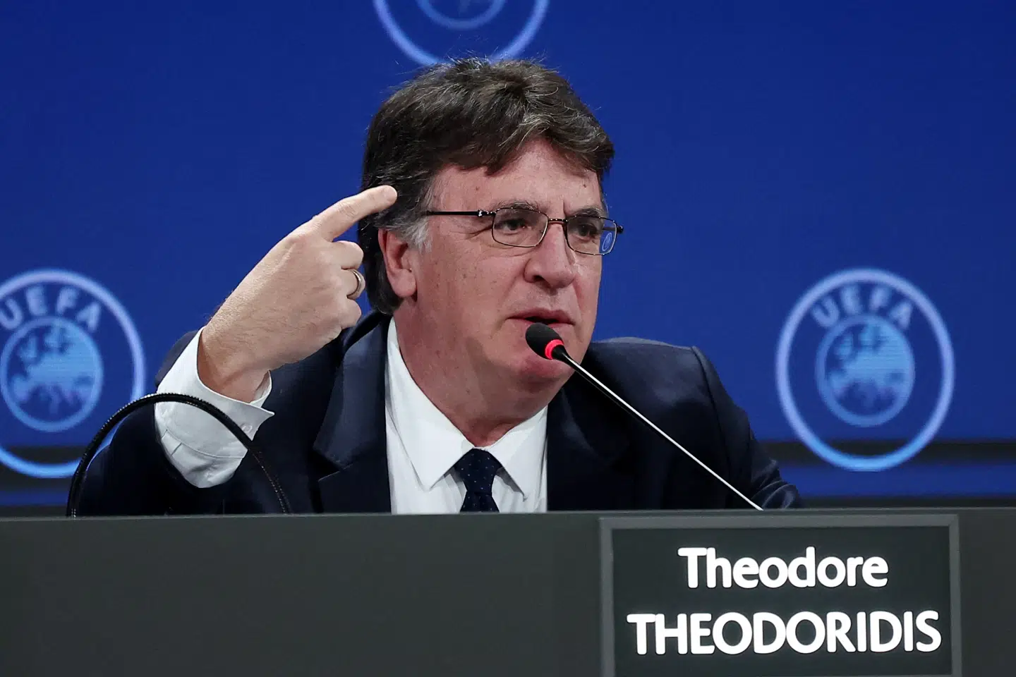 Theodore Theodoridis har mødtes med selskabet bag Super League, men der er ingen planer om ændringer i Champions League, hævder Uefa. (Arkivfoto).