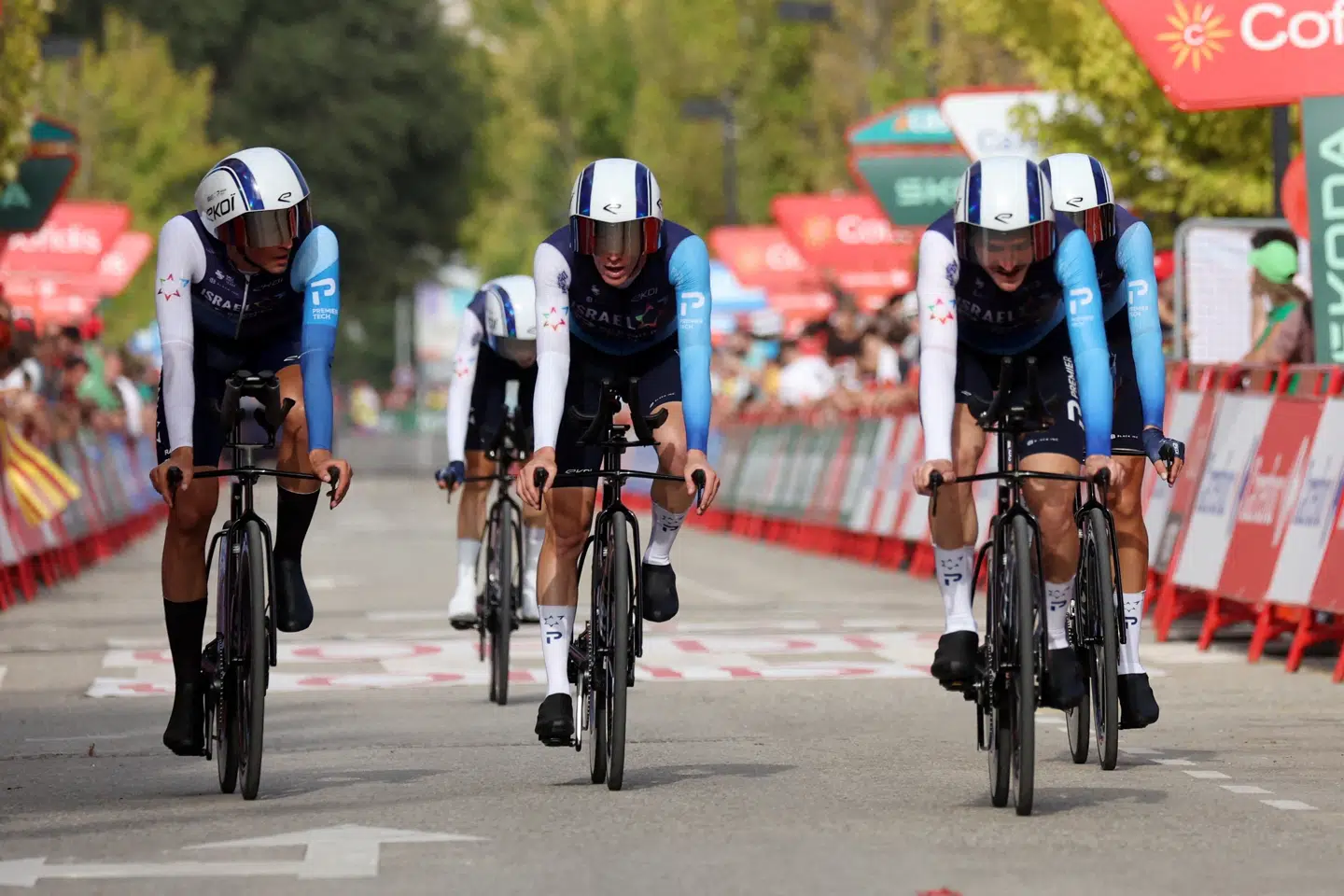 Israel-Premier Tech blev standset af demonstranter på holdtidskørslen i Vuelta a España. (Arkivfoto).