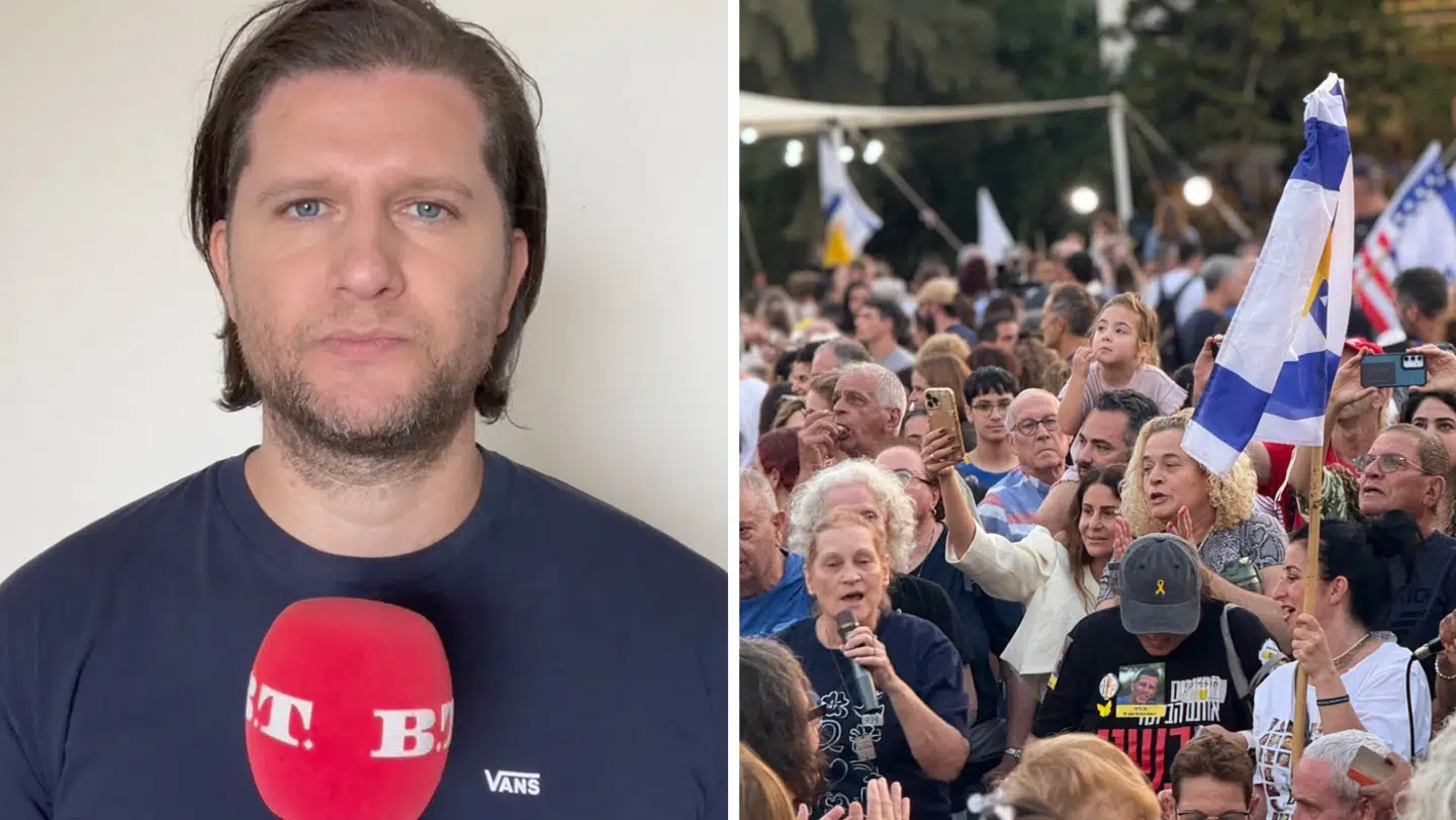 Israelere på 'Hostages Square' i Tel Aviv, der fejrer, at de resterende 48 israelske gidsler skal frigives.