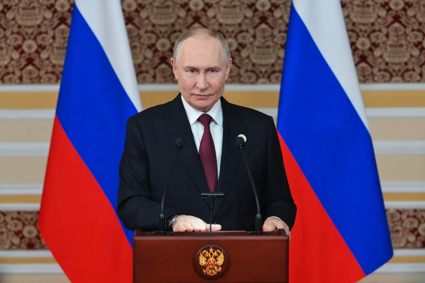 Den russiske præsident, Vladimir Putin, ses her tale under en konference den 10. oktober.