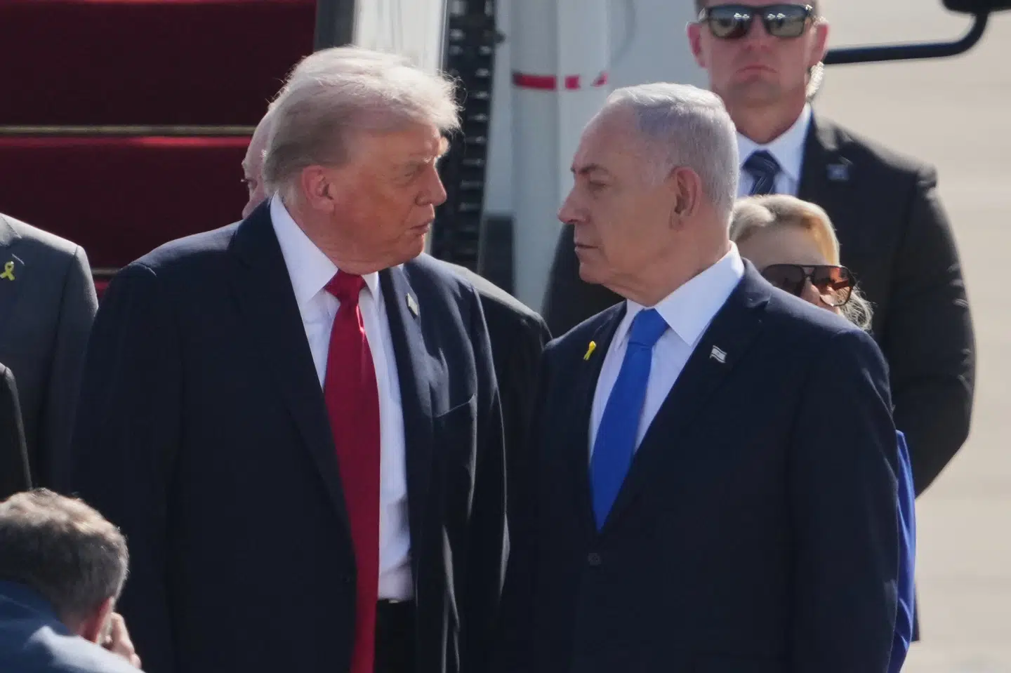 USA's præsident, Donald Trump (til venstre), besøger Israel. Her ses han sammen med Israels premierminister, Benjamin Netanyahu.