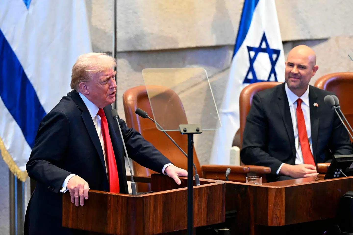 USAs præsident, Donald Trump, havde det »som blommen i et æg«, da han i dag holdt tale i parlamentet i Jerusalem.